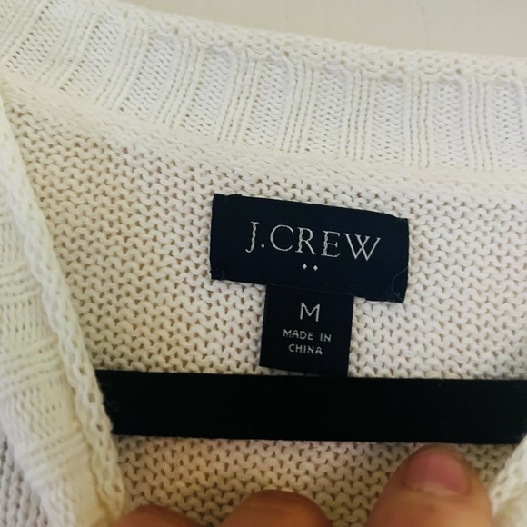 J. Crew Linen White Nautical Coastal Prep Nautical Martha’s Vineyard Sweater M - Picture 2 of 6